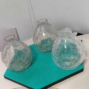 Elegant Crackle Glass Vase Set